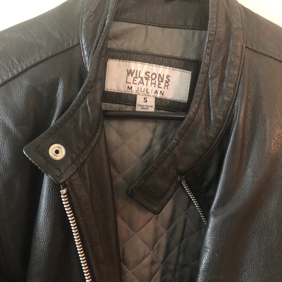 90s Banded Collar Leather Jacket - Picture 4 of 8